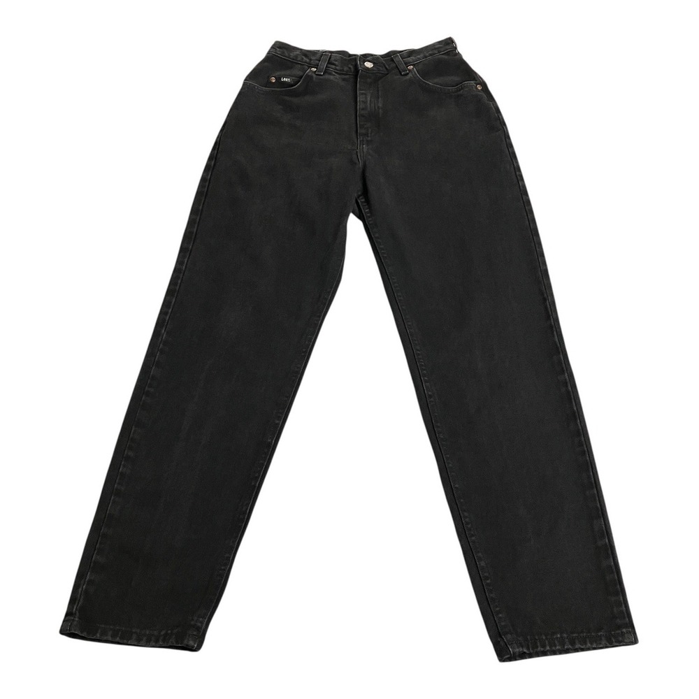 Vintage 90s Y2K Lee Jeans Womens 10 M Black High Rise Tapered Western Mom Cotton